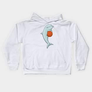 Dolphin at Basketball Sports Kids Hoodie